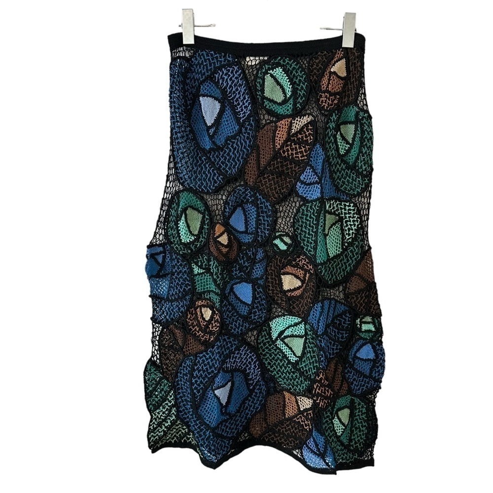NWT Lim's vintage hand crochet floral colorful lace midi pencil skirt